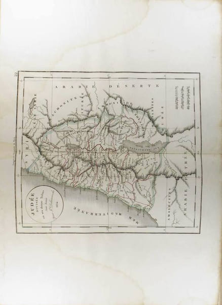 Jud&eacute;e divis&eacute;e en ses douze tribus par Josu&eacute;. (Carte dress&eacute;e en 1834).. DELAMARCHE F&eacute;lix 