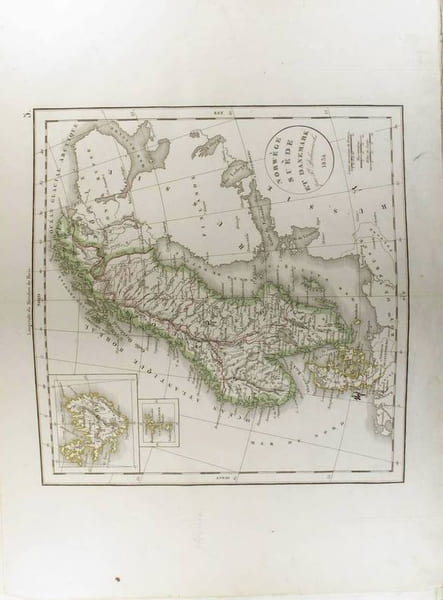 Norw&egrave;ge, Su&egrave;de et Danemark. (Carte dress&eacute;e en 1834).. DELAMARCHE F&eacute;lix 