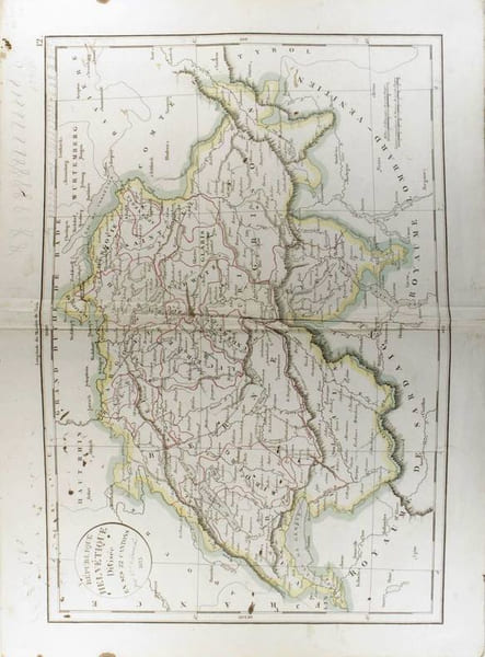 R&eacute;publique helv&eacute;tique divis&eacute;e en ses 22 cantons. (Carte dress&eacute;e en 1834).. DELAMARCHE F&eacute;lix 
