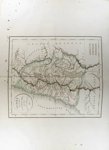 Jud&eacute;e divis&eacute;e en ses douze tribus par Josu&eacute;. (Carte dress&eacute;e en 1834).. DELAMARCHE F&eacute;lix 