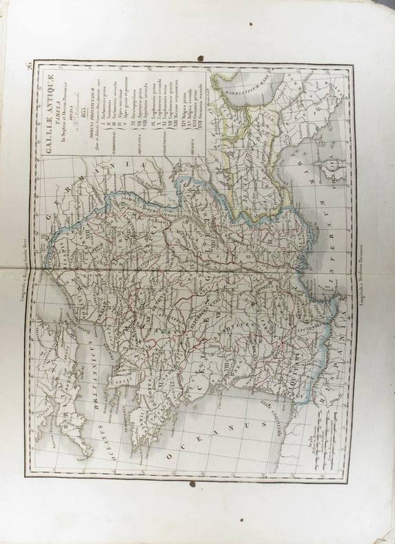 Gallae Antiquae Tabula in Septem et Decem Provinciis divisa. (Carte de la Gaule antique dressée en 1833).. DELAMARCHE Félix 