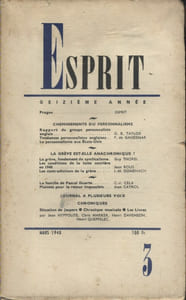 Revue Esprit. 1948, numéro 3. Cheminements du personnalisme. - La grève est-elle anachronique?...