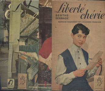 5 unes de jaquettes de livres de Berthe Bernage. Photos de Brigitte Bardot vers 1950.