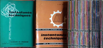 Instantanés techniques. Revue. Du N° 1 de décembre 1958 au N° 160 de mars 1972. Toute l'actualité technique en 48 pages.