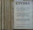 Etudes. Année 1952 complète. 11 numéros mensuels.. ETUDES 1952 