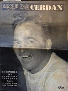 Miroir Sprint présente un numéro souvenir pour la mort de Cerdan, le champion des champions français disparu en pleine gloire le 28 octobre 1949.