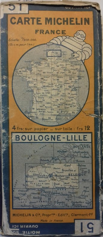 Ancienne Carte Michelin N° 51 : Boulogne - Lille. Carte au 200.000e.. CARTE MICHELIN 
