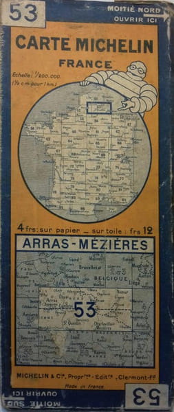 Ancienne Carte Michelin N&deg; 53 : Arras - M&eacute;zi&egrave;res. Carte au 200.000e.. CARTE MICHELIN 