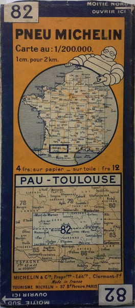 Ancienne Carte Michelin N&deg; 82 : Pau - Toulouse. Carte au 200.000e.. CARTE MICHELIN 