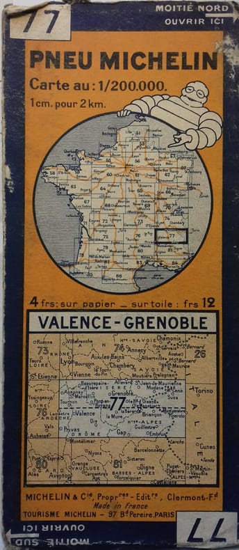 Ancienne Carte Michelin n° 77 : Valence - Grenoble. Carte au 200.000e.. CARTE MICHELIN 