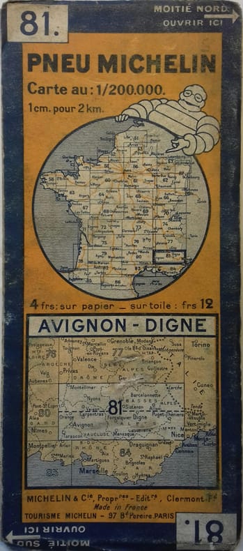 Ancienne Carte Michelin n° 81 : Avignon - Digne. Carte au 200.000e.. CARTE MICHELIN 