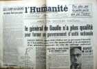 L'Humanité. Nouvelle série N° 399. Organe central du Parti communiste français.. L'HUMANITE 