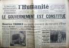 L'Humanité. Nouvelle série N° 402. Organe central du Parti communiste français.. L'HUMANITE 