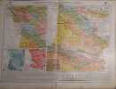 Région de l'Ouest - Bassin aquitain - Pyrénées (carte géologique). Carte N° 56-57 extraite de l'Atlas classique (Géographie moderne).. SCHRADER F. - ...