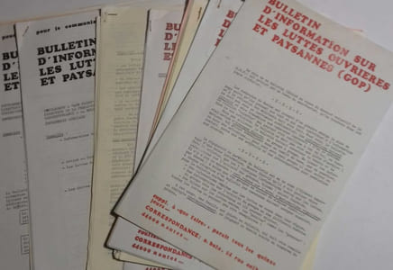 Ensemble de 10 bulletins d'information sur les luttes ouvrières et paysannes. Le G.O.P. est issu du P.S.U.