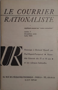 Le Courrier rationaliste 17e année N° 7. Supplément mensuel aux cahiers rationalistes.