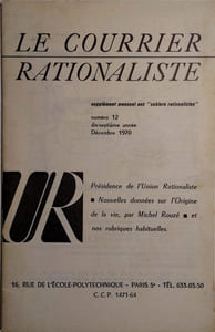 Le Courrier rationaliste 17e année N° 12. Supplément mensuel aux cahiers rationalistes.