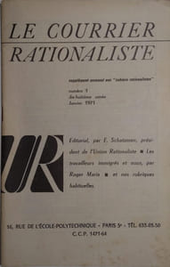 Le Courrier rationaliste 18e année N° 1. Supplément mensuel aux cahiers rationalistes.
