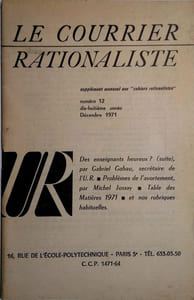 Le Courrier rationaliste 18e année N° 12. Supplément mensuel aux cahiers rationalistes.