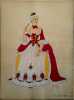 Costume de femme sous Louis XV. Gravure en couleurs extraite du portfolio d'Emile Gallois : "Le Costume en France de François Ier à 1900". N° 17.. ...