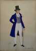 Costume d'homme sous Charles X. Gravure en couleurs extraite du portfolio d'Emile Gallois : "Le Costume en France de François Ier à 1900". N° 37.. ...