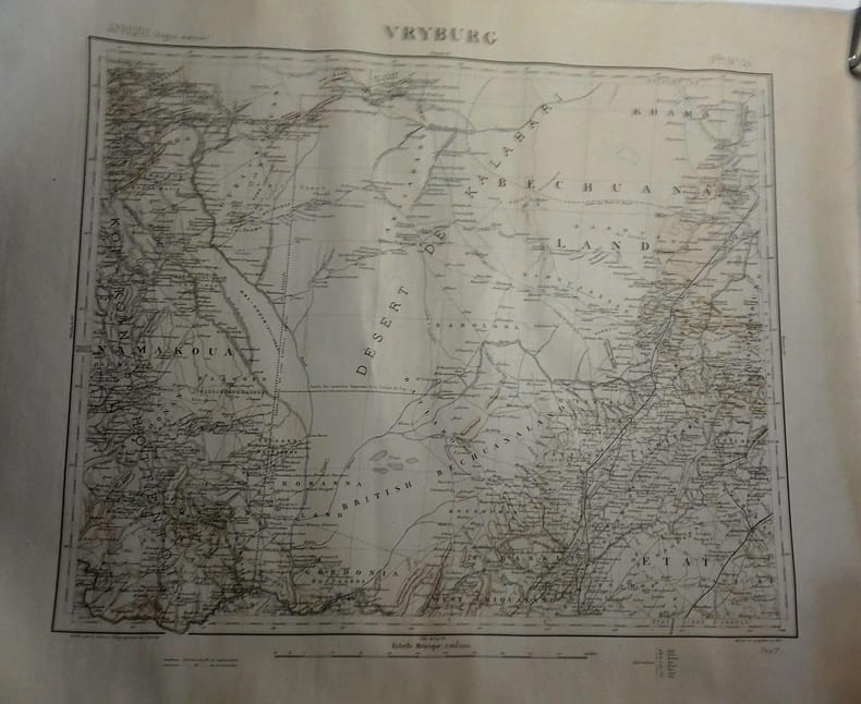 Feuille N° 54 de la carte de l'Afrique (Région australe) : Vryburg. (Région du Kakahari).. VRYBURG 