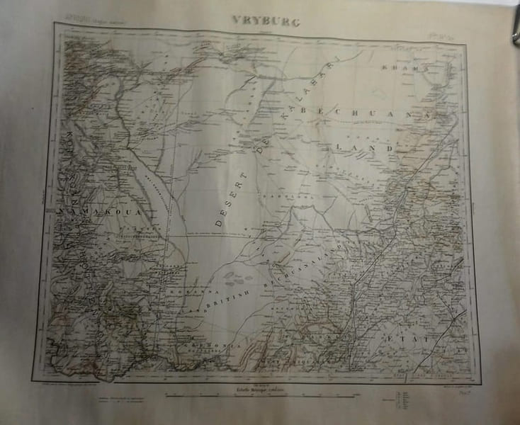 Feuille N&deg; 54 de la carte de l'Afrique (R&eacute;gion australe) : Vryburg. (R&eacute;gion du Kakahari).. VRYBURG 