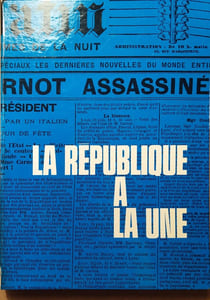 La République à la Une. 34 reproductions en fac-similé de Unes historiques de grands journaux français, de 1871 à 1969.