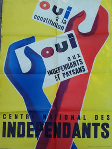 Affiche politique du C.N.I. Oui à la constitution. Oui aux indépendants et paysans.
