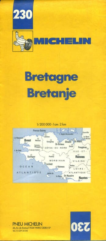 Ancienne Carte Michelin N° 230 : Bretagne. Brittany. Bretanje. Carte au 1/200 000e.. CARTE MICHELIN 