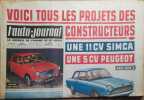 L'auto-journal 1962. Numéro 294. Tous les projets des constructeurs: une 11 CV Simca, une 5 CV Peugeot.... L'AUTO-JOURNAL 