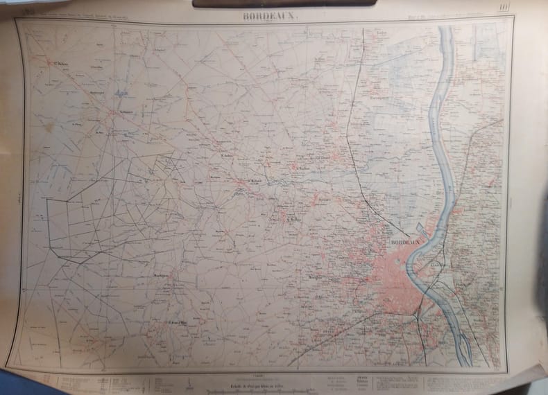 Bordeaux (Blaye). Feuille N° 10. Carte exécutée suivant la décision du Conseil Général de la Gironde du 23 août 1875. Echelle 1/40000e.. BORDEAUX ...