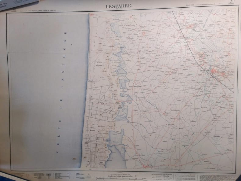 Lesparre. Feuille N&deg; 3. Carte ex&eacute;cut&eacute;e suivant la d&eacute;cision du Conseil G&eacute;n&eacute;ral de la Gironde du 23 ao&ucirc;t 1875. Echelle 1/40000e.. LESPARRE 