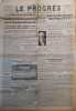 Le Progrès. Journal républicain quotidien du 1er juillet 1941. La guerre dans l'Est européen, Mort de Paderewski…. LE PROGRES 