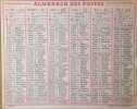 Almanach des postes 1958. Complet. Version simple : 2 semestres + levers et couchers du soleil et de la lune.. ALMANACH DES POSTES 1958 
