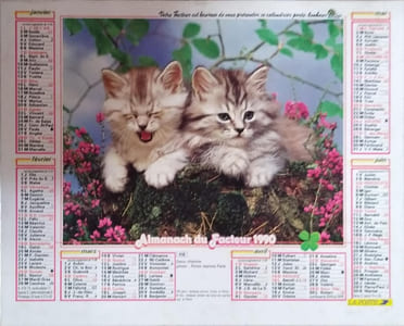 Almanach du facteur 1990. Complet, avec les pages départementales Gironde.