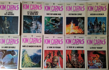 Série Kim Carnot, 10 titres. Marabout pocket numéros 1-8-9-16-22-28-36-43-50-73.