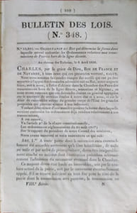 Bulletin des lois. Contient, entre autres, l'approbation du tracé du chemin de fer du port d'Andrezieux à Roanne, des naturalisations, des acceptations de donations et legs…