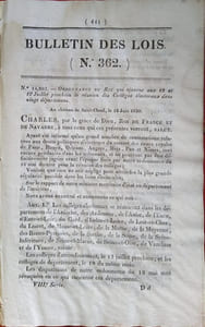 Bulletin des lois. Contient, entre autres, l'abattoir public de Bagnols (Gard) et la reconstruction des ponts de Voucq (Ardennes)...
