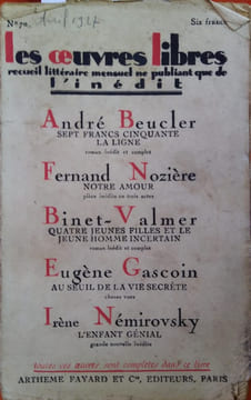 L’enfant génial, nouvelle inédite. Parue dans le N° 70 de avril 1927 de la revue les Oeuvres Libres qui contient 4 autres romans et nouvelles inédits ...