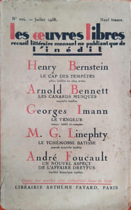 Un nouvel aspect de l'affaire Dreyfus. Variété historique inédite. Parue dans le N° 205 de juillet 1938 de la revue les Oeuvres Libres qui contient 4 autres romans et nouvelles inédits de Henry Bernstein, Arnold Bennett, Georges Imann, M. G. Linephty.