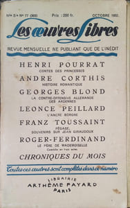 Le père de mademoiselle. Comédie en 3 actes. Texte paru dans le N° 77 (Nouvelle série) de la revue les Oeuvres Libres qui contient 5 autres romans et nouvelles inédits de Henri Pourrat, André Corthis, Georges Blond, Léonce Peillard, Franz Toussaint.
