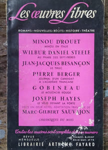 Minou en Italie. Texte paru dans le N° 164 de la revue les Oeuvres Libres qui contient 6 autres romans et nouvelles de W. D. Steele, Jean-Jacques Besançon, Pierre Berger, Gobineau, Joseph Hayes, Marc-Gilbert Sauvajon.