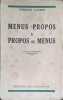 Menus propos &agrave; propos de menus.. LAUDET Fernand 