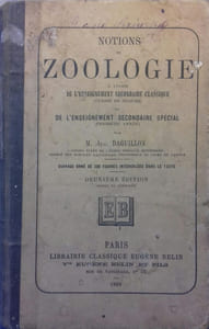 Notions de zoologie. A l'usage de l'enseignement secondaire classique (sixième) et de l'enseignement secondaire spécial (première année).