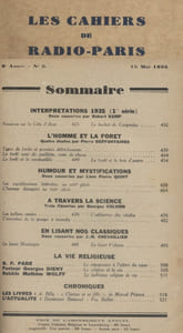 Les Cahiers de Radio-Paris 1935-5 : Robert Kemp - Pierre Deffontaines - Humour et mystifications par Léon-Pierre Quint … Conférences données dans l'auditorium de la Compagnie française de radiophonie.