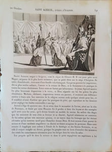 Saint Agricol, évêque d'Avignon. Page illustrée extraite de l'ouvrage " Vies des saints, ou abrégé de l'histoire des pères, des martyrs et autres saints, pour tous les jours de l'année, avec une pratique et une prière à la fin de chaque vie, et des instructions sur les dimanches et fêtes mobiles ..."