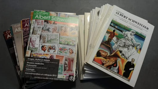 Cahiers Albert Schweitzer. Revue trimestrielle. Lot de 26 numéros entre le N° 93 de septembre 1993 et le N° 173 d'avril 2017.