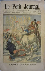 Le Petit journal - Supplément illustré N° 629. : Héroïsme d'une institutrice (en Italie). (Gravure en première page). Gravure en dernière page: Gibier passé en fraude à l'octroi.