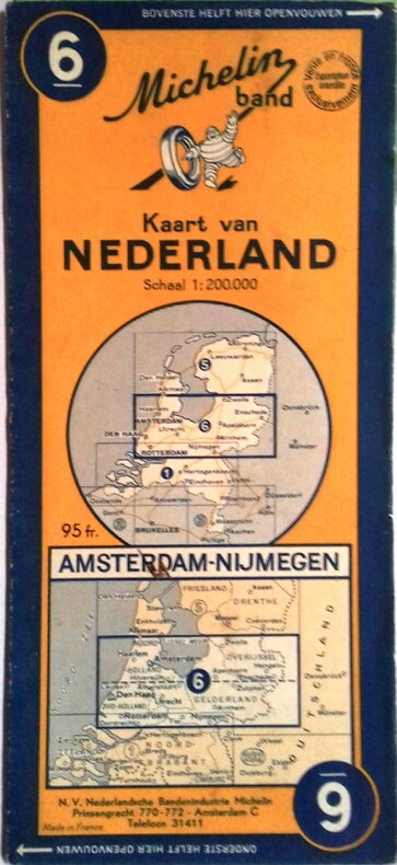 Kaart van Nederland N° 6. Amsterdam-Nijmegen. Schaal 1:200.000. CARTE MICHELIN 